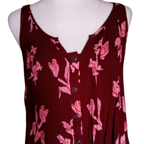 Anthropologie Maeve Soana Swing Tank Burgundy & Pink Flowy Boho Style Size 4 - Picture 3 of 10